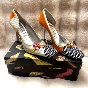 Floral + Polka Dot NICOLE MILLER COUTURE Pumps 7.5 [VINTAGE - NWT]